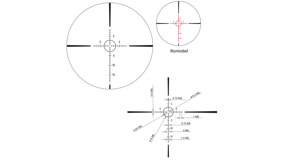 March Scopes Shorty Rifle Scope, 1X-10X24mm, FFP, FMC-3 Reticle, w/ 6-level Illumination, Black, D10S1