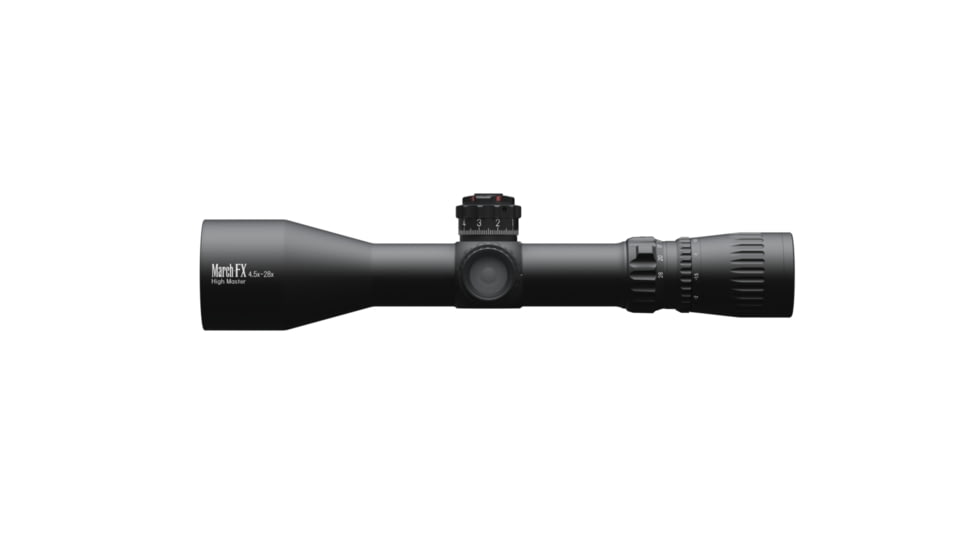 March Scopes Tactical Turret Rifle Scope, 4.5-28x52mm, FFP, FML-PDKI Reticle, w/ 6-level Illumination, Shuriken Lock Turrets, Black, D28HV52WFIMLX PDKI Reticle