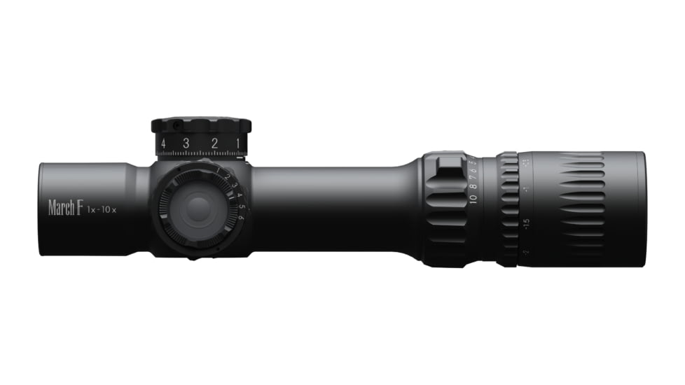 March Scopes Shorty Tactical Turret 1-10x24mm Rifle Scope, 30mm Tube, First Focal Plane, DR-TR1 Reticle, Black, D10SV24FDIML (DR-TR1 Reticle)