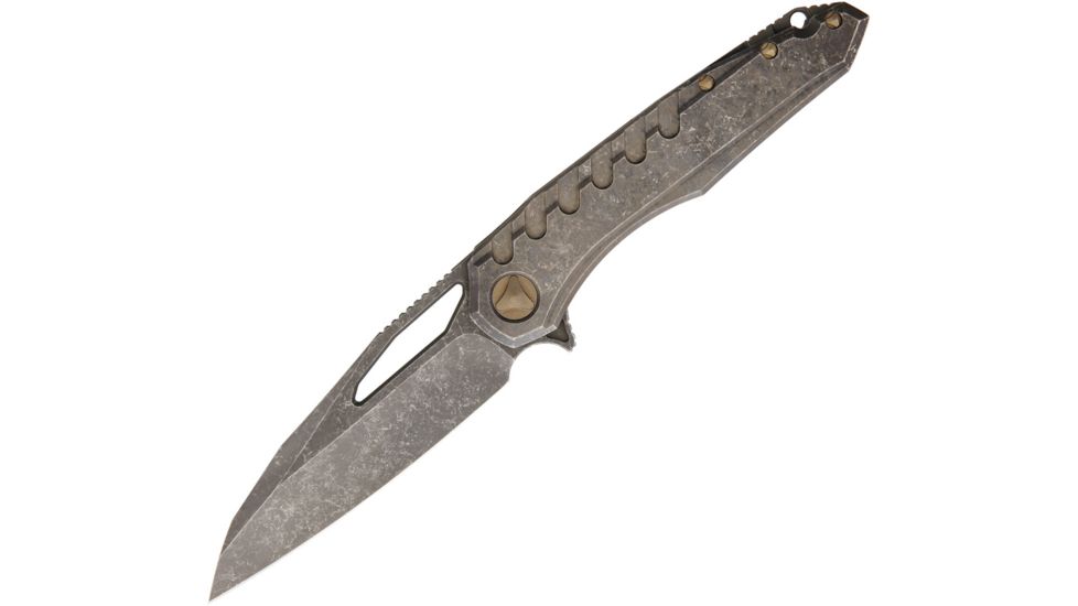Marfione Custom Knives Custom Sigil Fallout Finish Folding Knife,4in,M390 Steel,Standard Edge,Titanium Handle MFC396FF