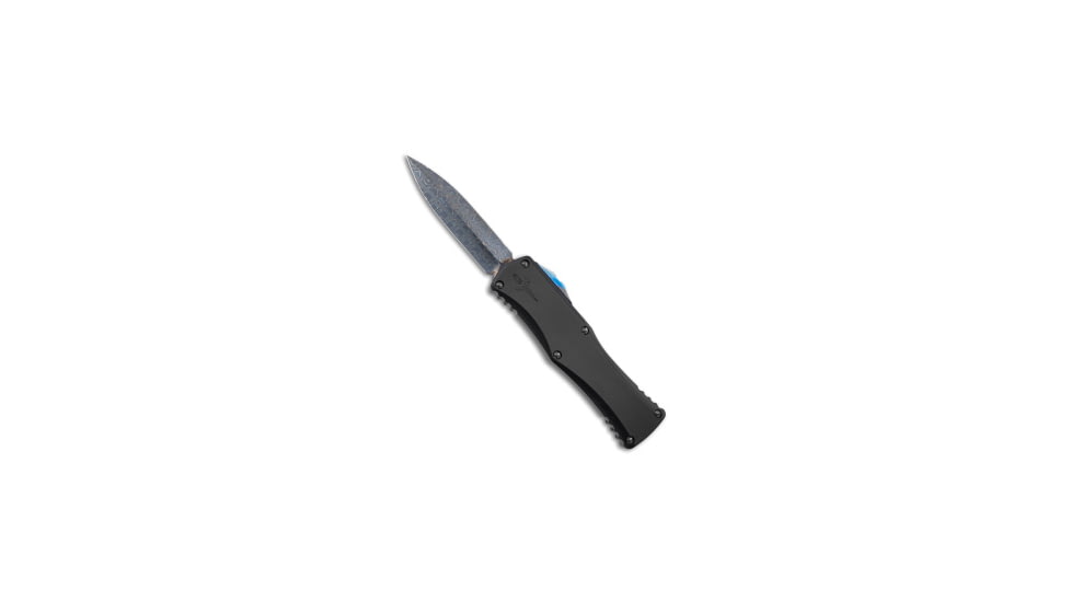 Marfione Custom Knives Marfione Custom Hera D/E OTF Auto Knife Black 3" Reptilian Pattern Dam, Black, Damascus, adult, BHQ-146641