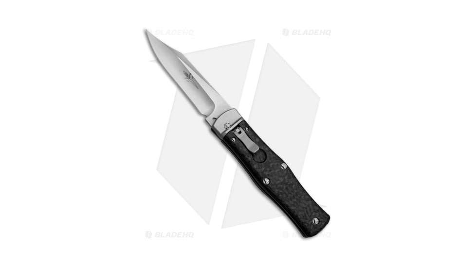 Marfione Custom Knives OSS Cobra Lever Automatic Folding Knife, 3.75in, CPM S30V, Clip Point Blade, Carbon Fiber Black Handle, Steel/Black, 8.50in, BHQ-37375