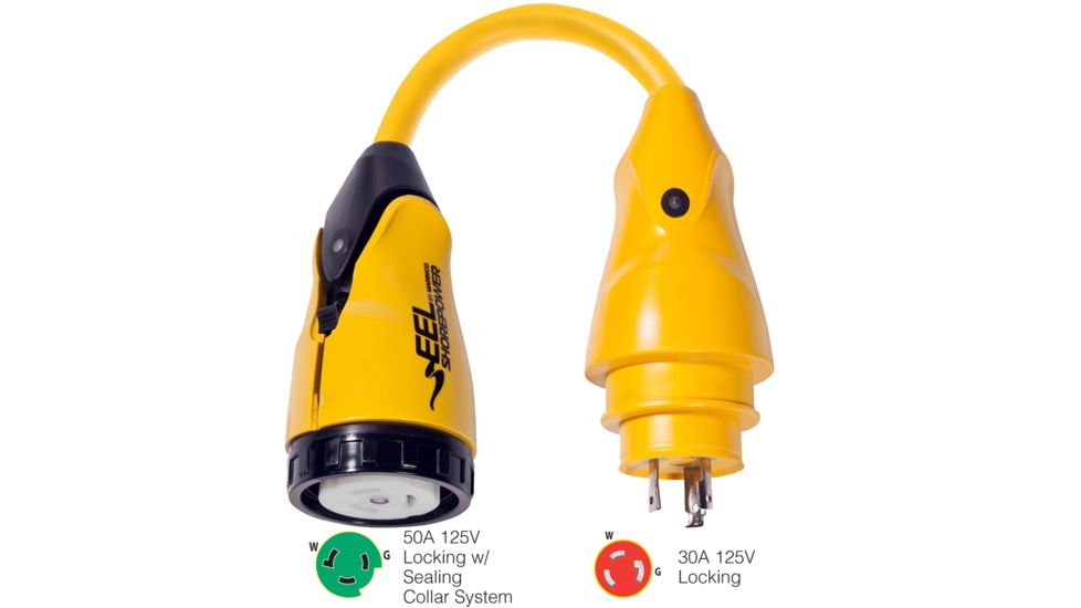 Marinco P30-503 EEL 50A-125V Female to 30A-125V Male Pigtail Adapter - Yellow 49361
