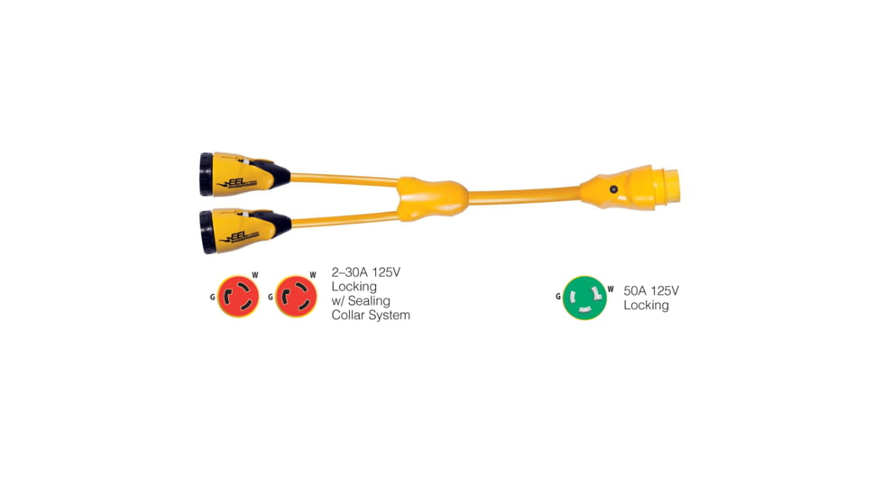 Marinco Y503-2-30 EEL 2-30A-125V Female to 150A-125V Male - "Y" Adapter - Yellow 49365