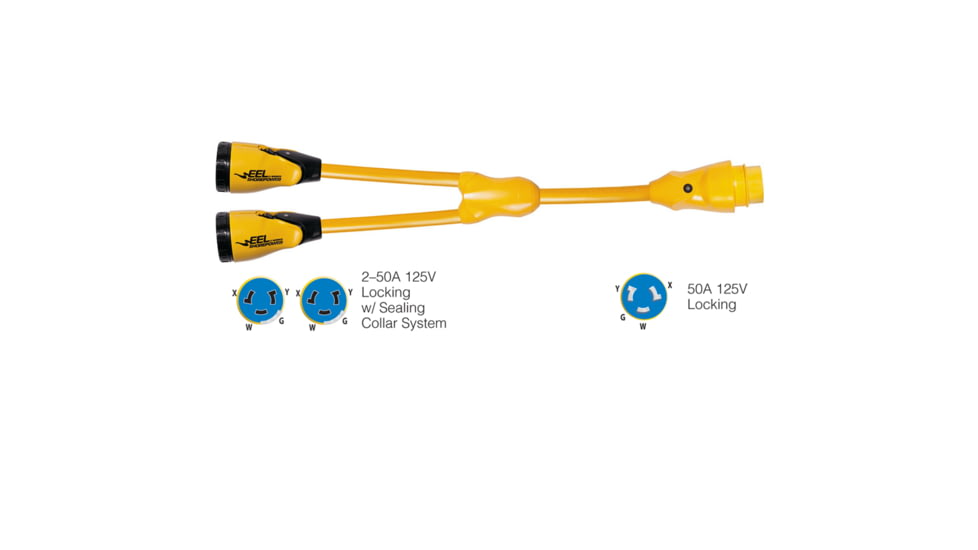 Marinco Y504-2-504 EEL 250A-125/250V Female to 150A-125/250V Male "Y" Adapter - Yellow 49369
