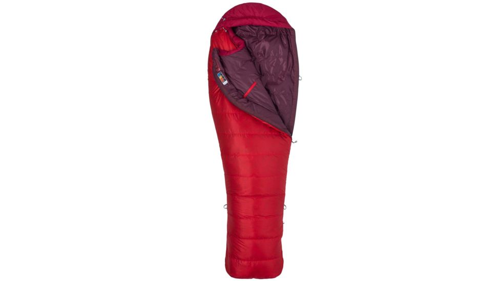 Marmot Always Summer Sleeping Bag, Team Red/Sienna Red, Long, Left Zip, 29820-6998-LZ
