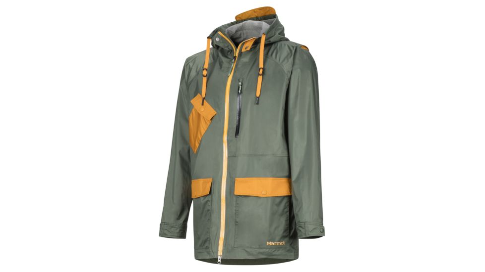 Marmot Ashbury PreCip Eco Jacket - Mens, Crocodile/Aztec Gold, Large, 31650-4836-L