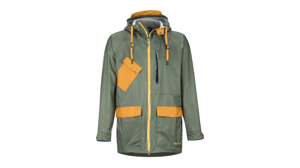 Marmot Ashbury PreCip Eco Jacket - Mens, Crocodile/Aztec Gold, Large, 31650-4836-L