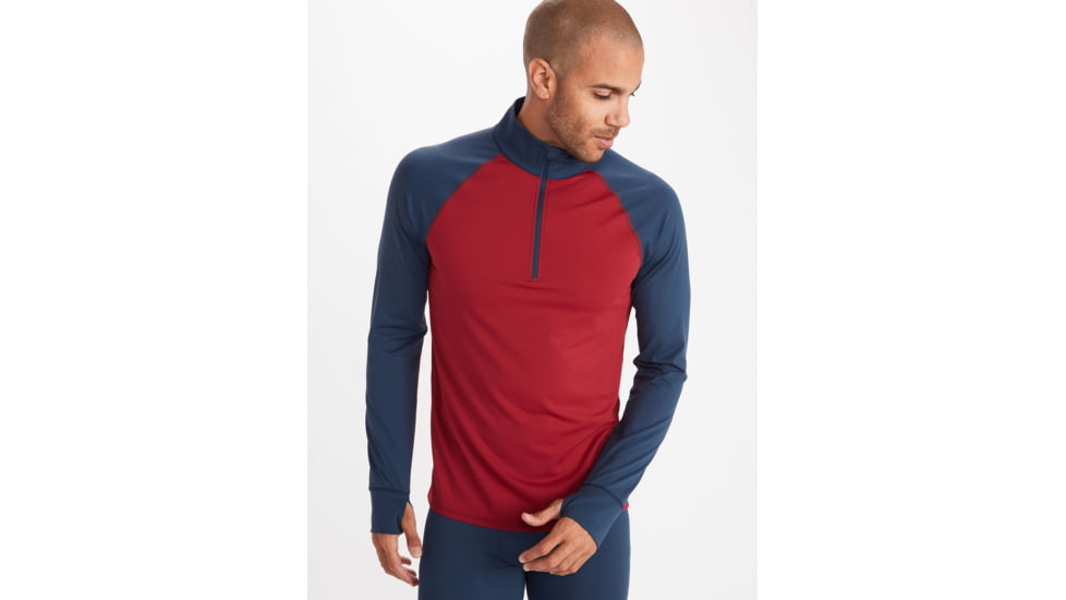 Marmot Baselayer 1/2 Zip - Mens, Brick/Dark Indigo, Large, 82080-7471-L
