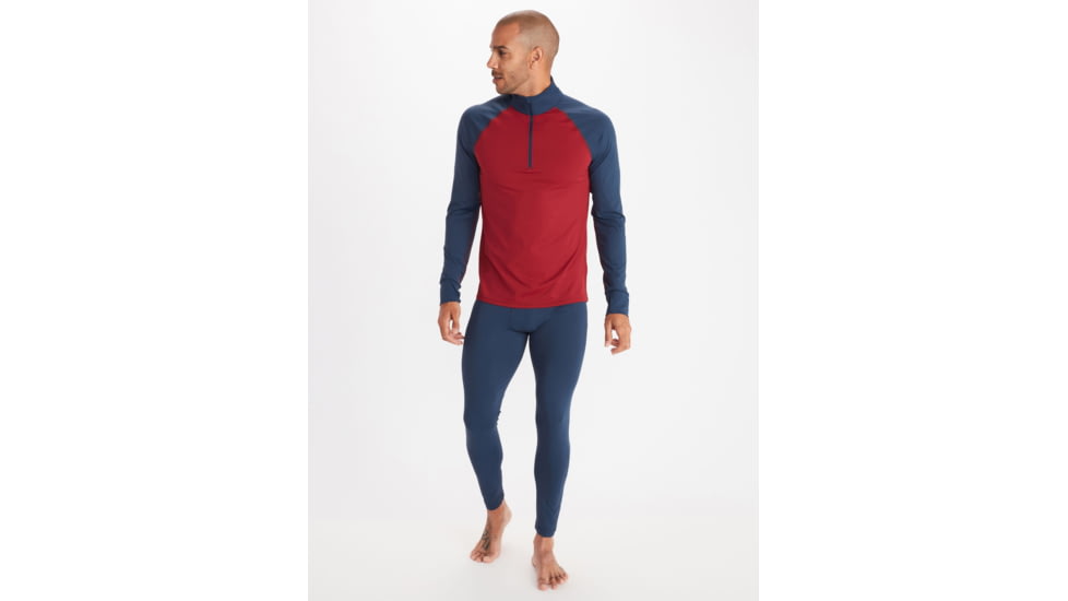 Marmot Baselayer 1/2 Zip - Mens, Brick/Dark Indigo, Large, 82080-7471-L