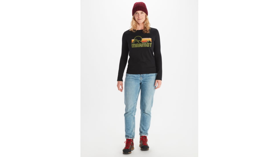 Marmot Coastal Tee Long Sleeve - Womens, Black/Military Green, Medium, M13281-20715-M