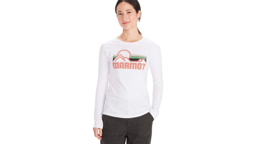 Marmot Coastal Tee Long Sleeve - Womens, White/Rose Gold, Medium, M13281-20753-M