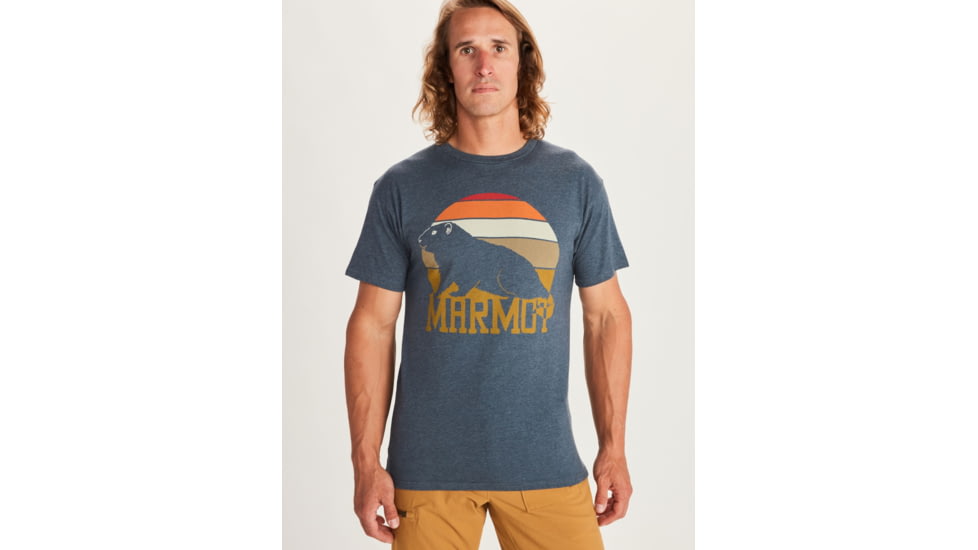 Marmot Dawning Short Sleeve T-Shirt - Mens, Navy Heather, Large, 41840-8550-L
