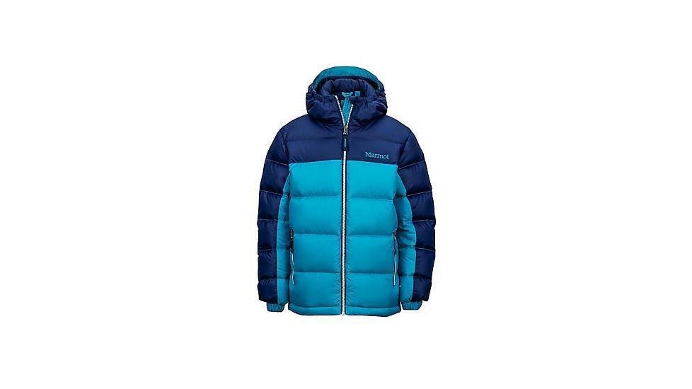 Marmot Demo, Girl's Guides Down Hoody, Turquoise/Arctic Navy, M 78170-3930-DEMO