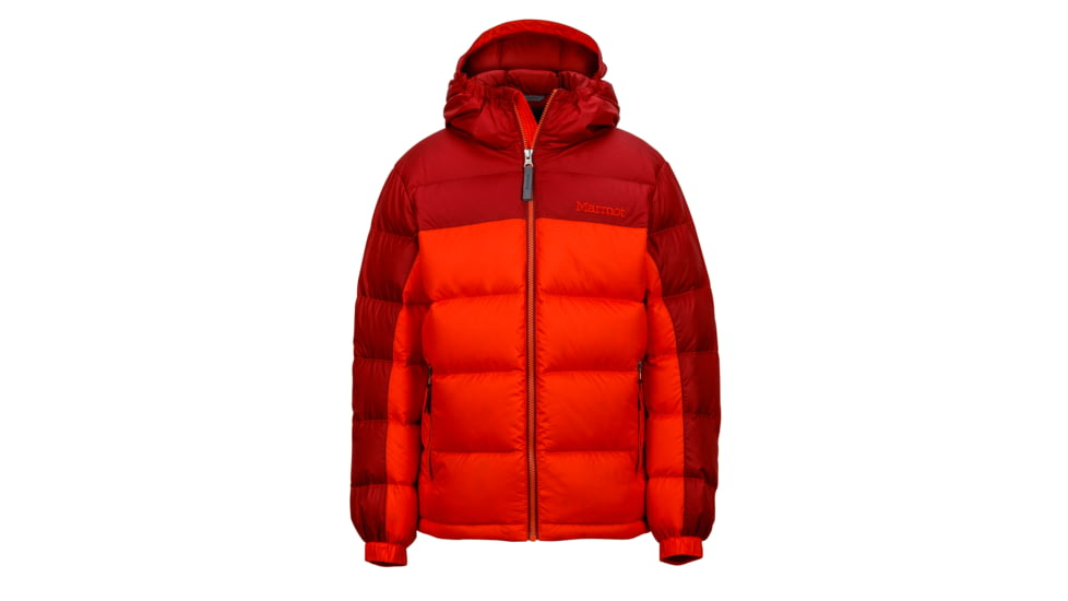 Marmot Guides Down Hoody - Boy's-Mars Orange/Brick-X-Small