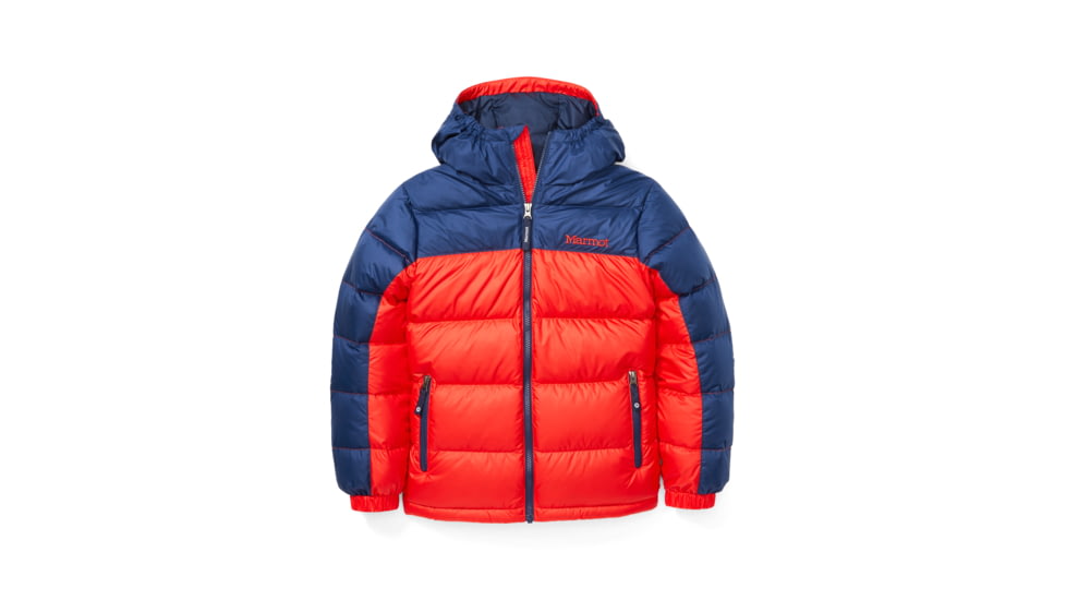 Marmot Guides Down Hoody - Kids, Victory Red/Arctic Navy, Extra Small, 73700-5988-XS
