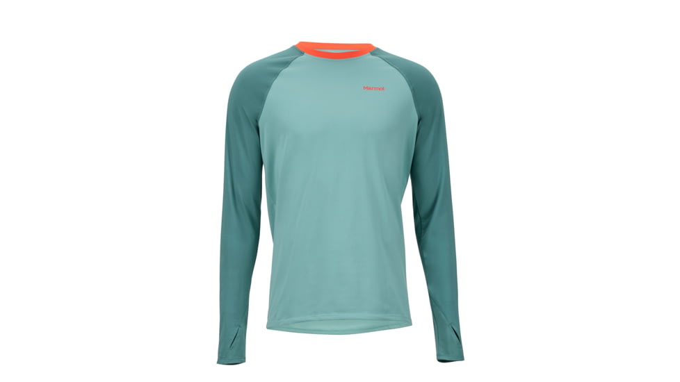 Marmot Lightweight Kestrel Long Sleeve Crew - Men's, Blue Agave/Mallard Green, Extra Large, 10910-4921-XL
