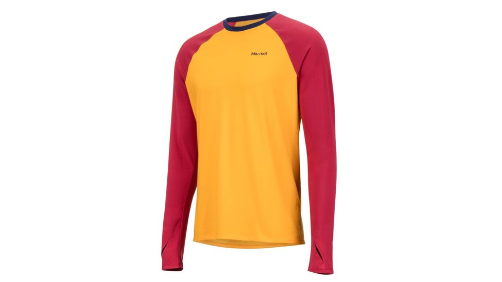 Marmot Lightweight Kestrel Long Sleeve Crew - Mens, Golden Sun/Sienna Red, XL, 10910-9778-XL