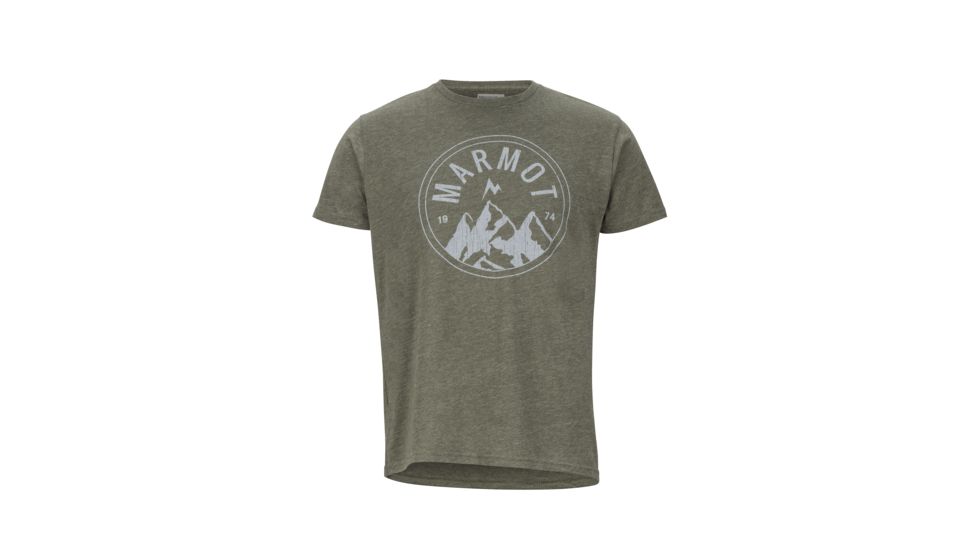 Marmot Perimeter Tee Short Sleeve - Mens, Olive Heather, Small, 43430-4480-S