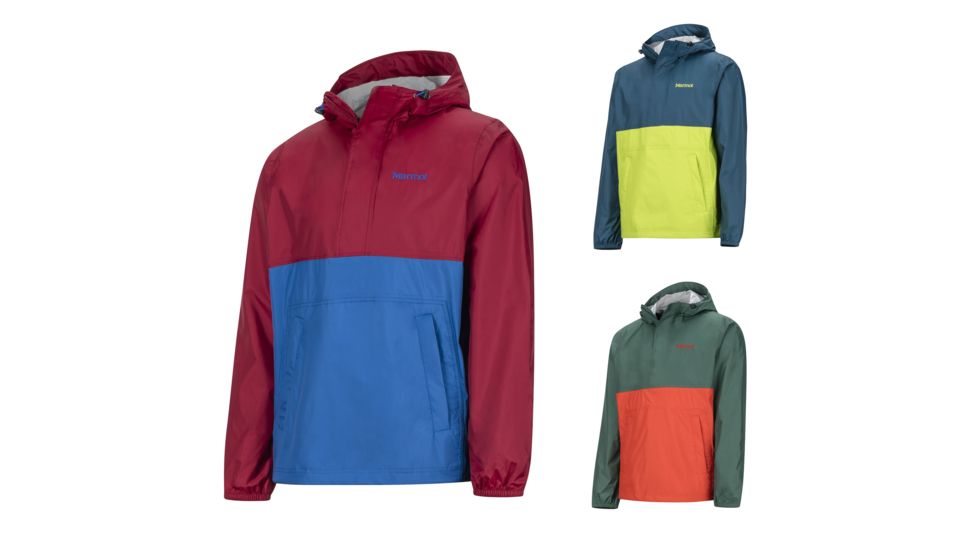 Marmot PreCip Anorak - Mens, Brick/Dark Cerulean, Denim/Macaw Green, Mallard Green/Mars Orange
