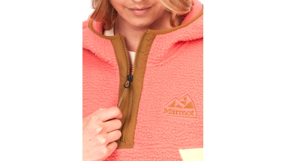 Marmot Super Aros Fleece Hoodie - Womens, Grapefruit/Wheat/Hazel, Extra Large, M14616-22516-XL
