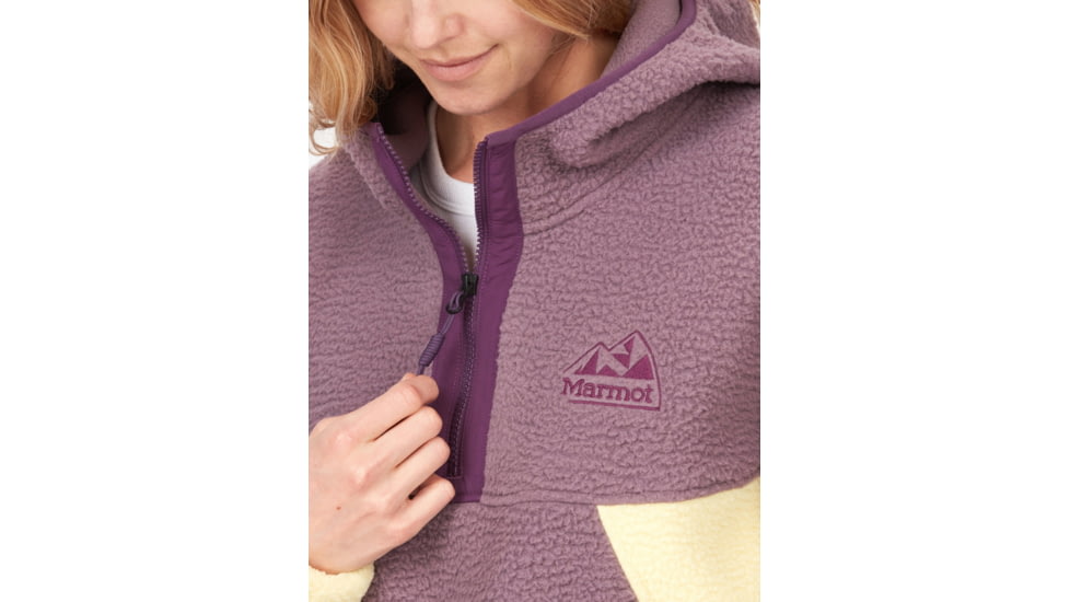 Marmot Super Aros Fleece Hoodie - Womens, Hazy Purple/Wheat/Purple Fig, Extra Large, M14616-22518-XL