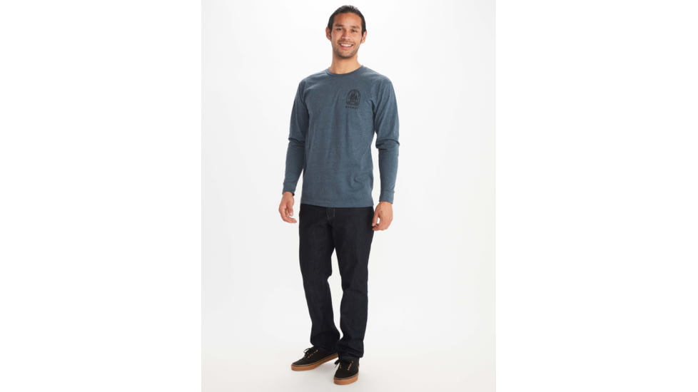Marmot Wilderness Guide Long Sleeve Tee - Mens, Navy Heather, Medium, M11730-8550-M