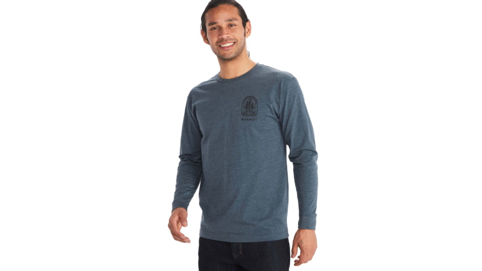 Marmot Wilderness Guide Long Sleeve Tee - Mens, Navy Heather, Medium, M11730-8550-M