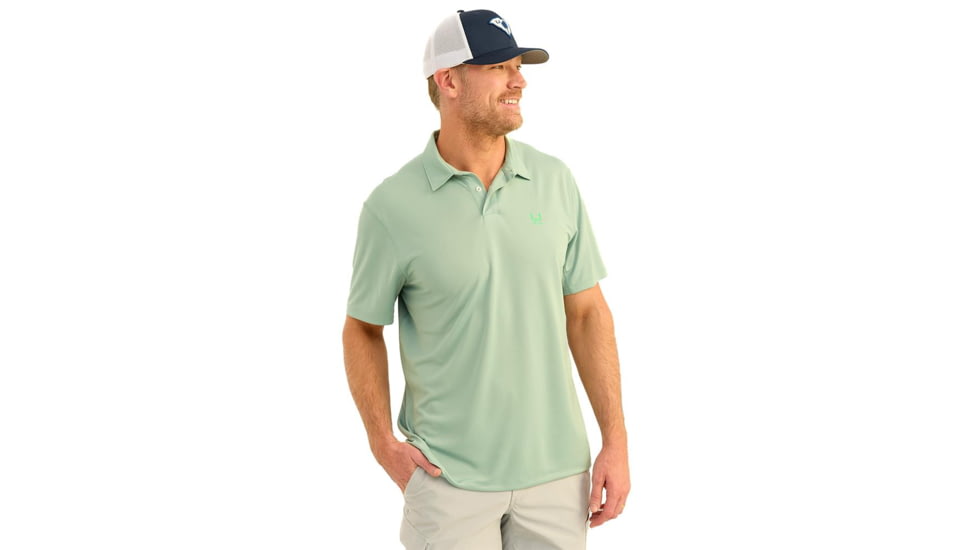 Marolina DBA HUK Huk Icon Polo Short Sleeve Shirt Fog Green 2XL, H1200639-315-XXL