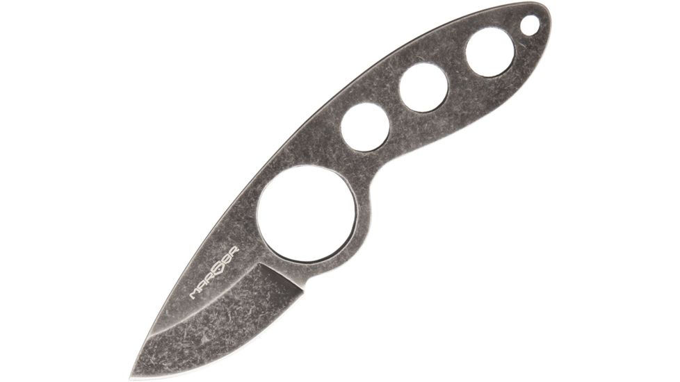 MARSER Jager 6 Neck Knife Fixed Blade Knife, 1.75in, Stainless Steel, Standard Edge, Drop Point, Black Stonewash MRSJAG6