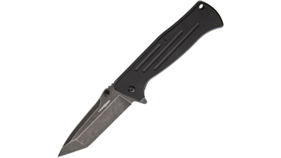 MARSER Kampfer 18 Linerlock A/O Black Folding Knife,3.5in,Standard Edge,Tanto,Black Stonewash,Black,G10 Handle MRSKA18