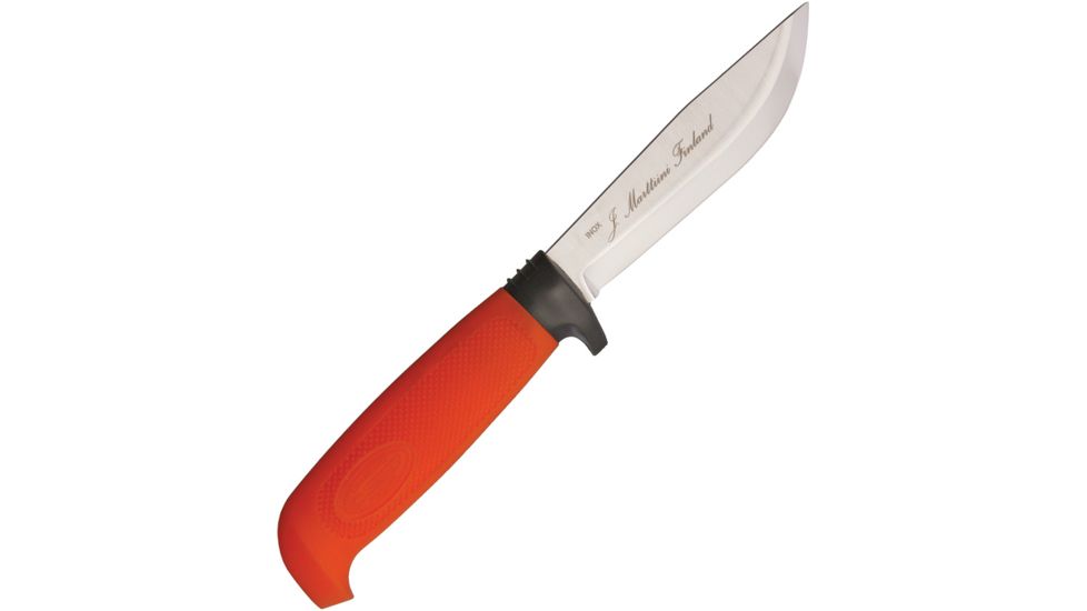Marttiini Skinner Orange Handle Fixed Blade Knife, 9in, 4in, Orange, Rubber Handle MN186024