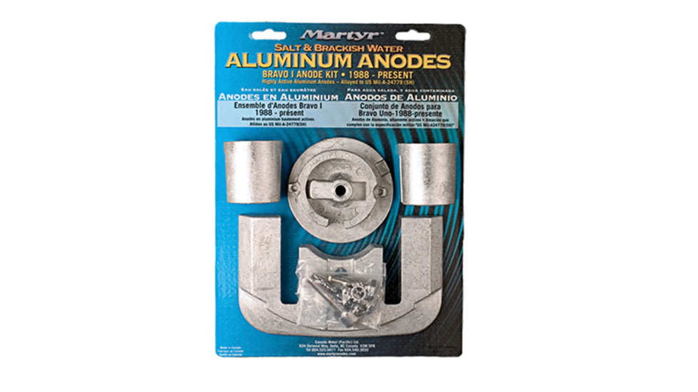 Martyr Aluminum Anode Kit For Mercury Bravo I, 1988 Present, CMBRAVO1KITA