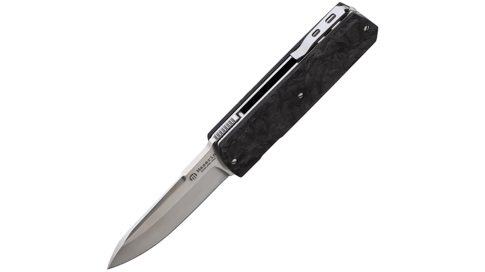 Maserin 410 Silver Folding Knife, 3.5in Closed, 2.75in Satin Elmax Steel Blade, Fat Carbon Fiber Handle, 410/N