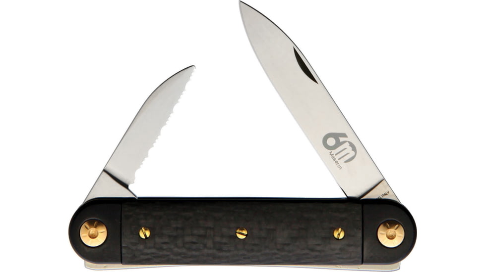 Maserin 60th Annv Folder Folding Knife, Black, Black anodized aluminum handle with carbon fiber i, 195/60