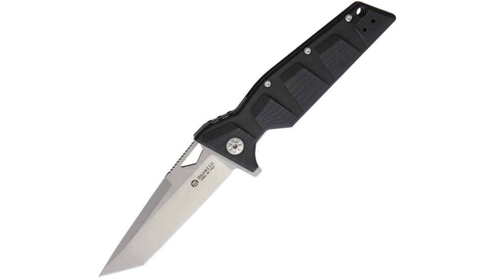 Maserin Artiglio Linerlock Folding Knife, 3.75in Stonewash D2 Tool Steel Blade, Black G10 Handle, Thumb Pull, Pocket Clip, Black, 420 G10