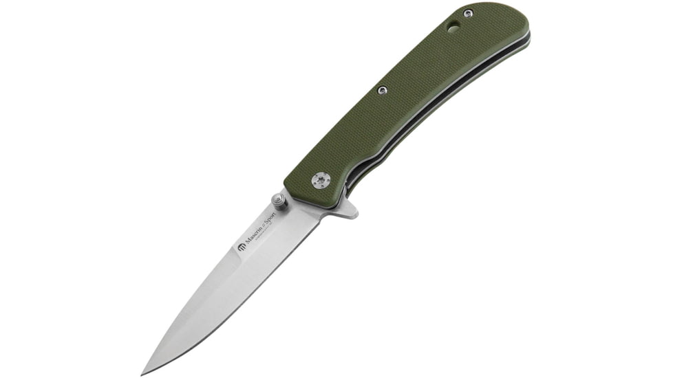 Maserin Sport Linerlock Green Folding Knife, 3 satin finish 440 stainless spear point blade, Green G10 handle, 46006G10V