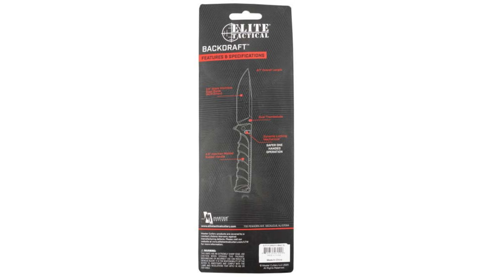 Master Cutlery Backdraft 3.5 in Fixed Blade Knife, Drop Point, ETFDR011BKCS