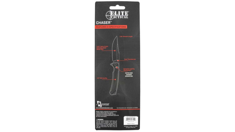 Master Cutlery Chaser 3.5 Fixed Blade Knife, 3.5 in, Clip Point, ETFDR006CS