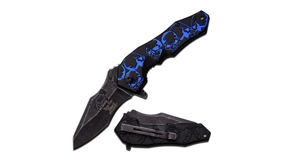 Master Cutlery Dark Side Spring Assisted Knife 4.75in-Matte Blue Alum Hndl 4010134