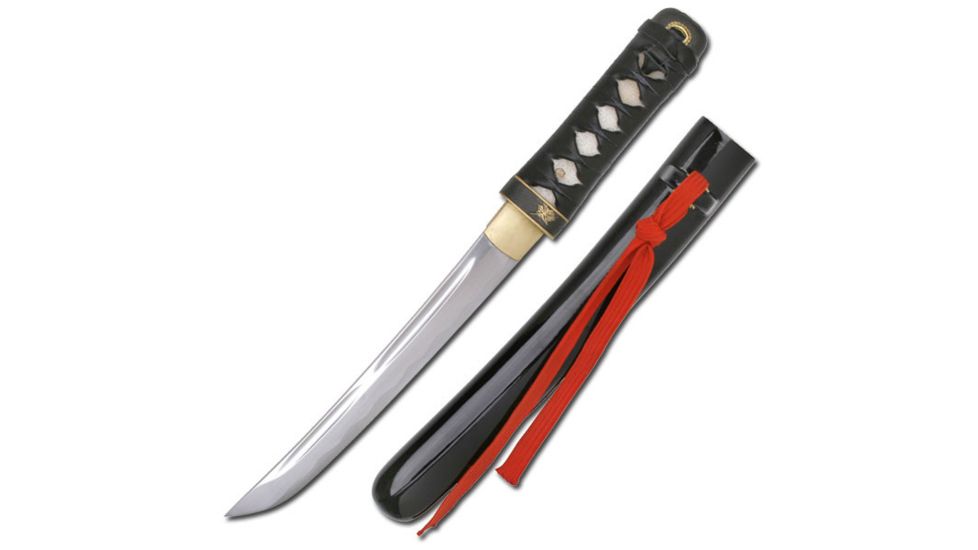 Master Cutlery Fixed Blade, 16.75in, Carbon Steel Blade, Black Leather Wrapped Real Ray Skin Handle DB-T02