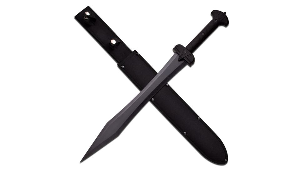 Master Cutlery Fixed Blade, 24in, Stainless Steel Blade, Black Nylon Fiber Handle SW-1277