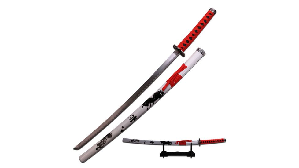 Master Cutlery Fixed Blade, 40in, Carbon Steel Blade, Red Cord Wrapped Handle SW-79