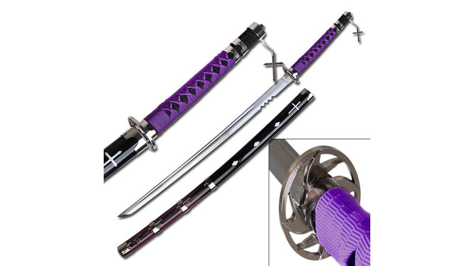 Master Cutlery Fixed Blade, 41in, Carbon Steel Blade, Purple Cord Wrapped Handle DH-007PB