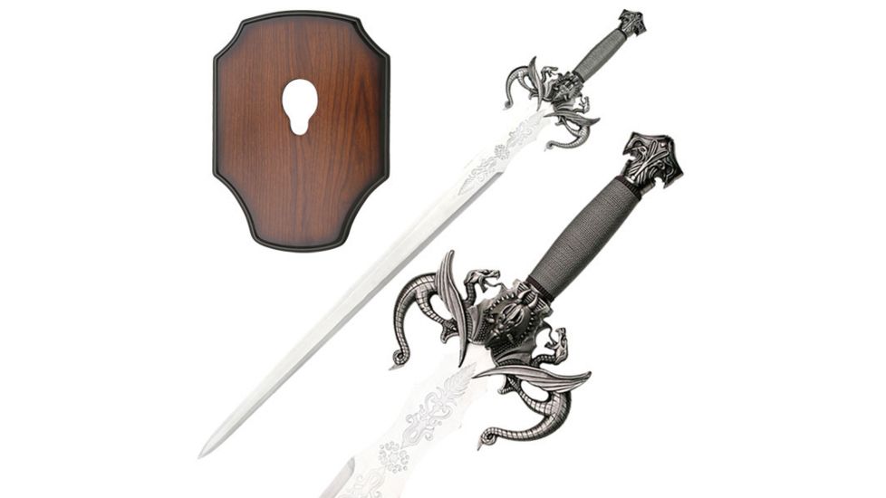 Master Cutlery Fixed Blade, 41in, Stainless Steel Blade, Steel Wire Wrapped Cast Metal Handle HK-356