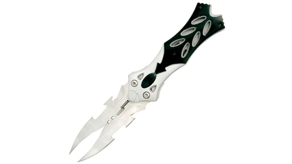 Master Cutlery Folding Blade, 3.5in, Stainless Steel Blade, Black And Silver Two Tone Aluminum Handle C-289SB