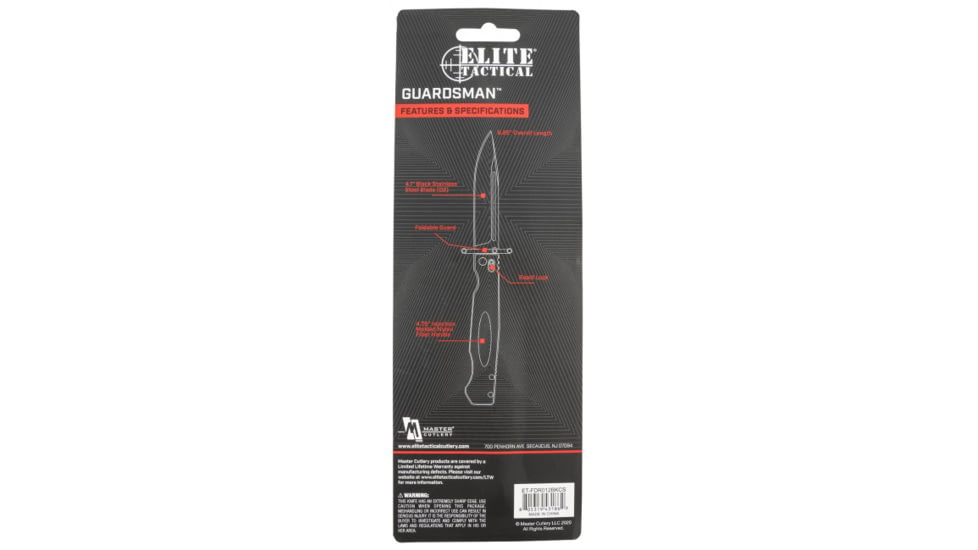 Master Cutlery Guardsman Fixed Blade Knife, 3.75 in, Clip Point, ETFDR012BKCS