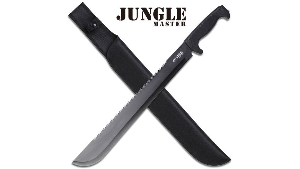 Master Cutlery Jungle Master Machete, Blk Hnd, Black Bld, Nylon Sheath MC-JM-014