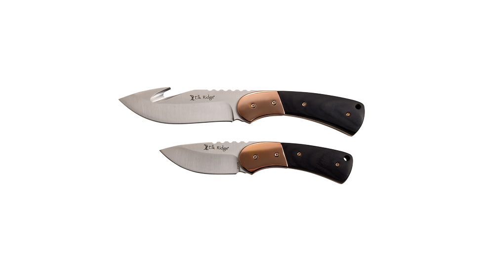 Elk Ridge Pursuit Fixed Blade Knife, 3.75 in, Stainless Steel, Gut Hook/Drop Point, ER20010BK