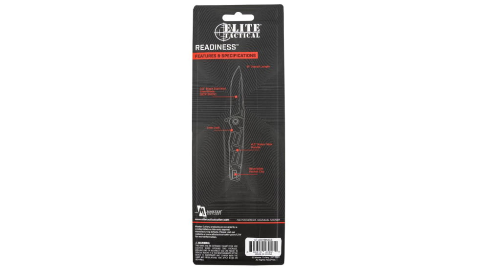 Master Cutlery Readiness Serrated Fixed Blade Knife, 3.5 in, ETA001BKSCS
